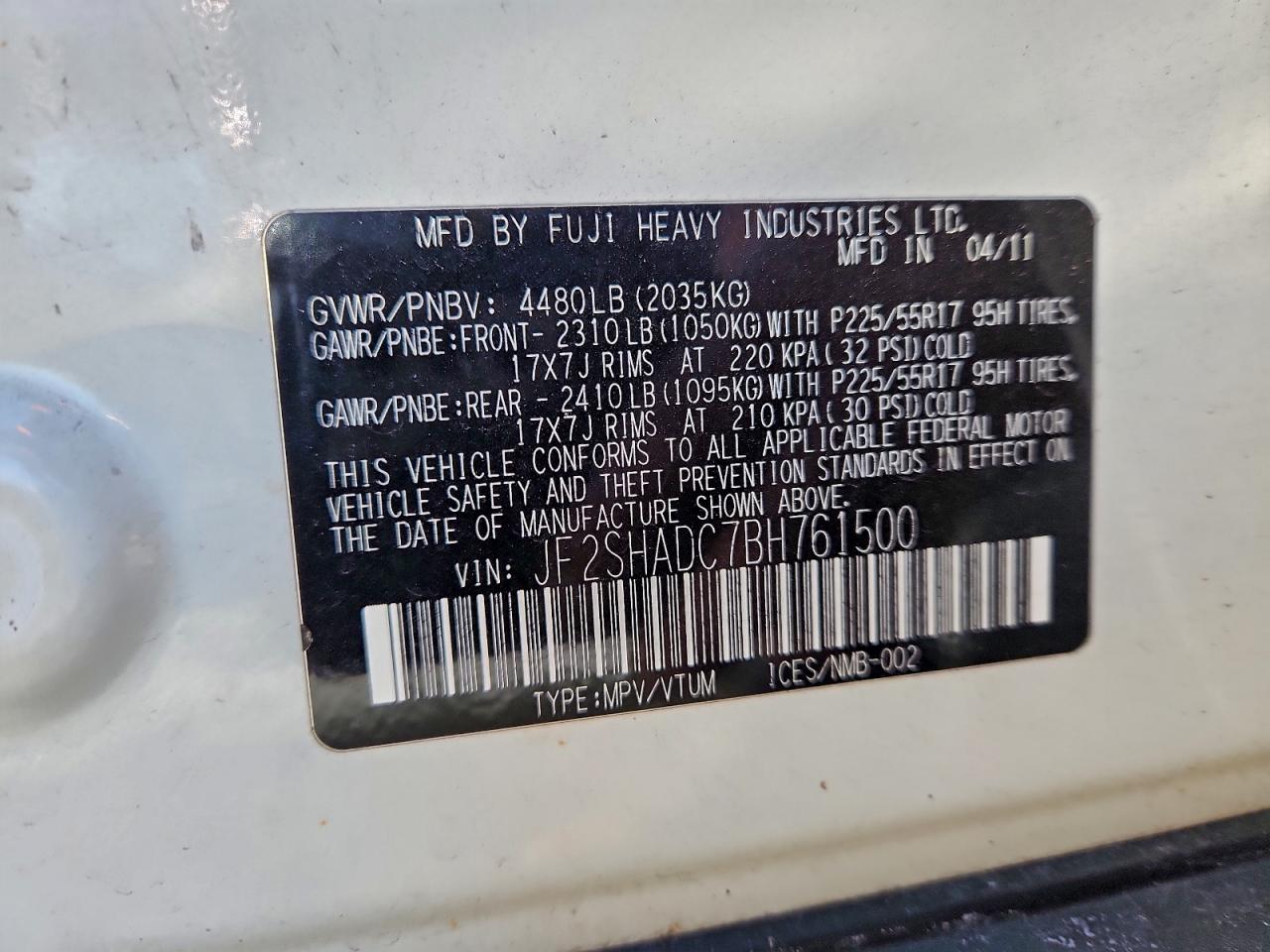2011 SUBARU FORESTER 2.5X PREMIUM photo 13