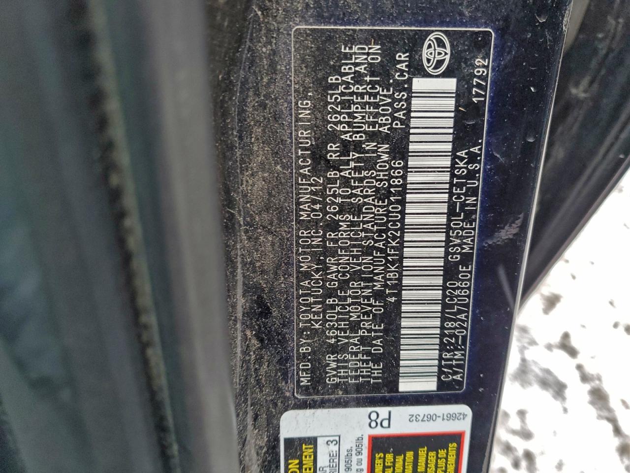 2012 TOYOTA CAMRY SE photo 23