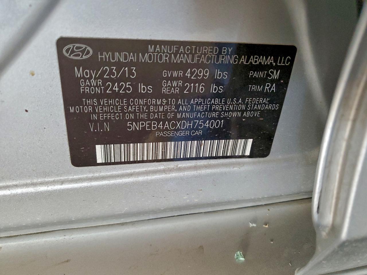 2013 HYUNDAI SONATA GLS photo 12