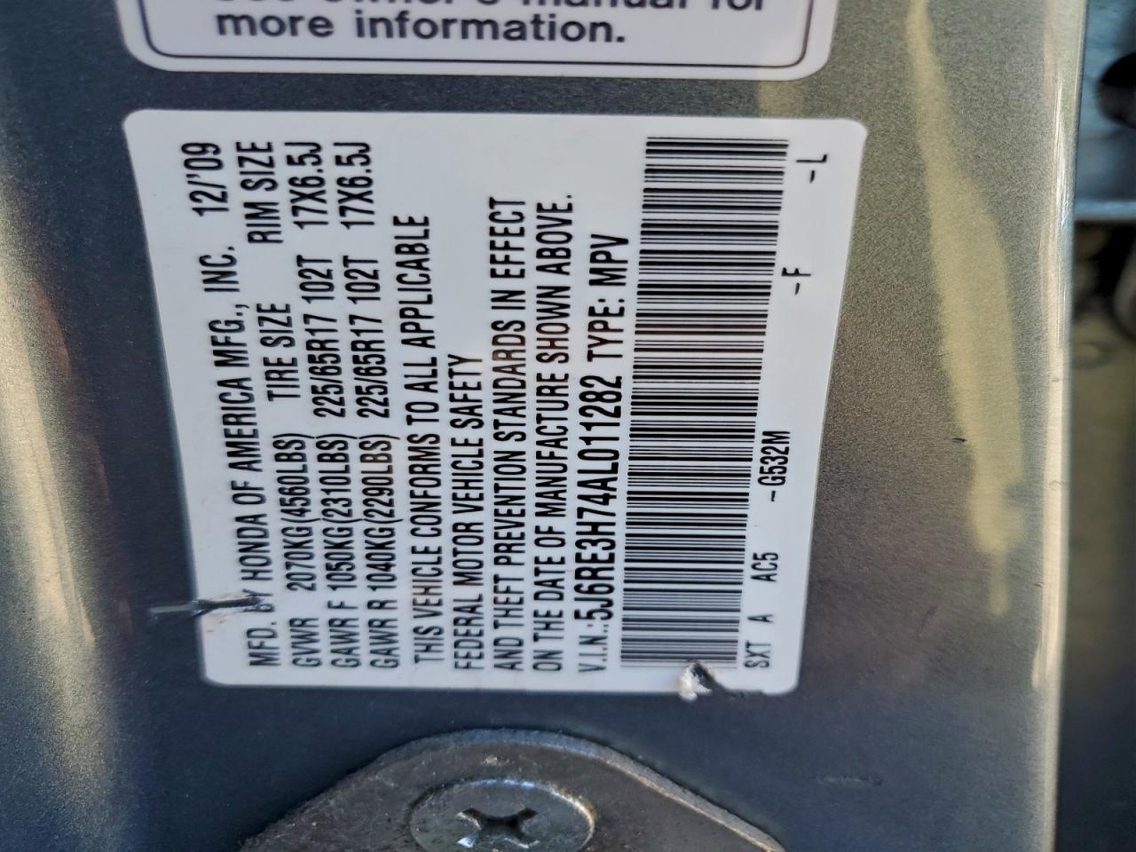 2010 HONDA CR-V EXL photo 13