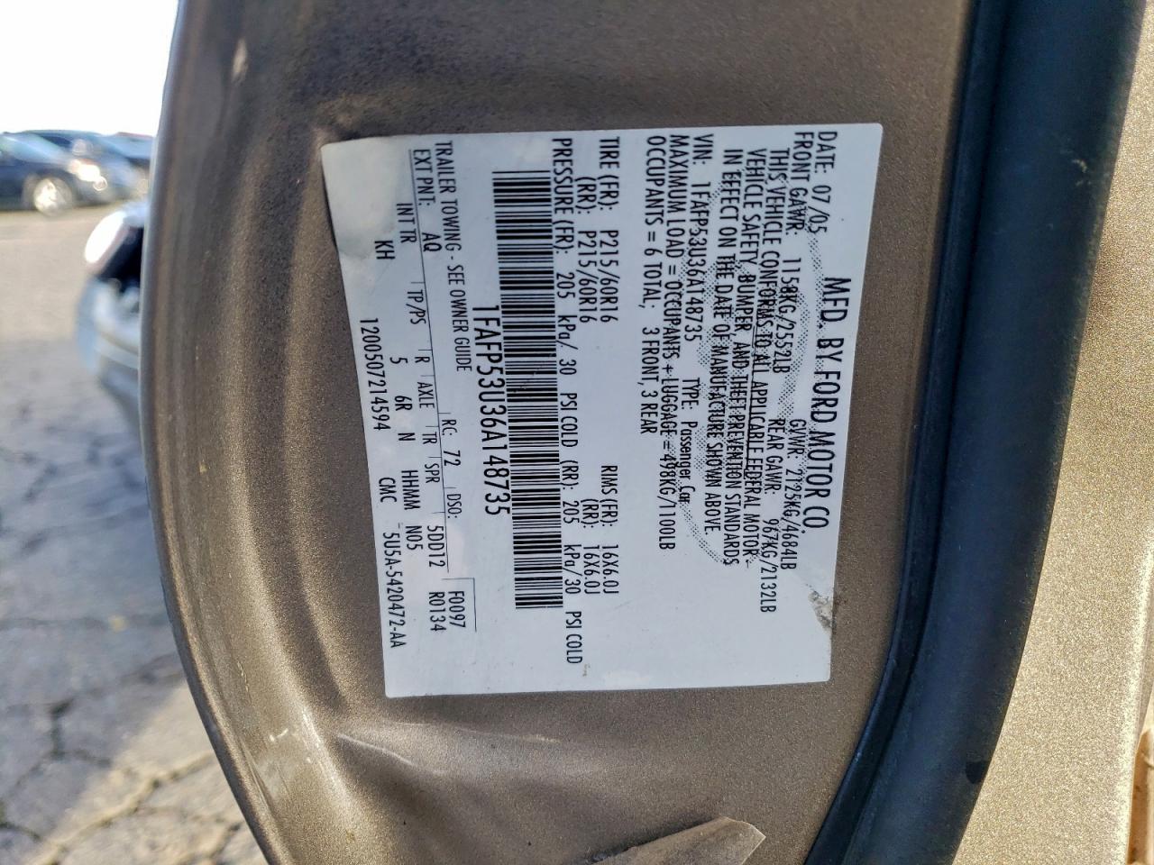 2006 FORD TAURUS SE photo 12