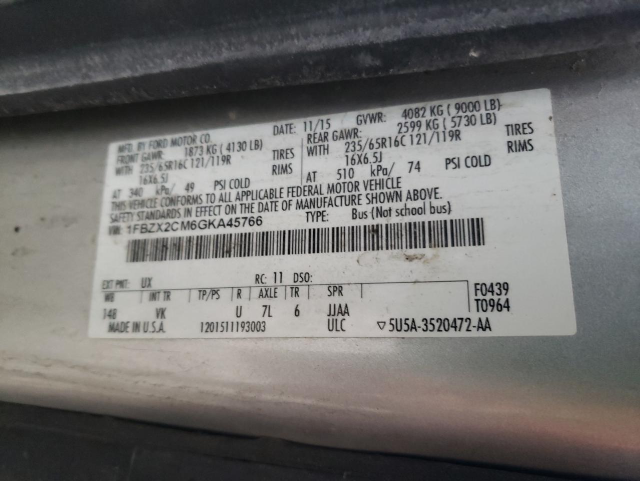 2016 FORD TRANSIT T-350 photo 13
