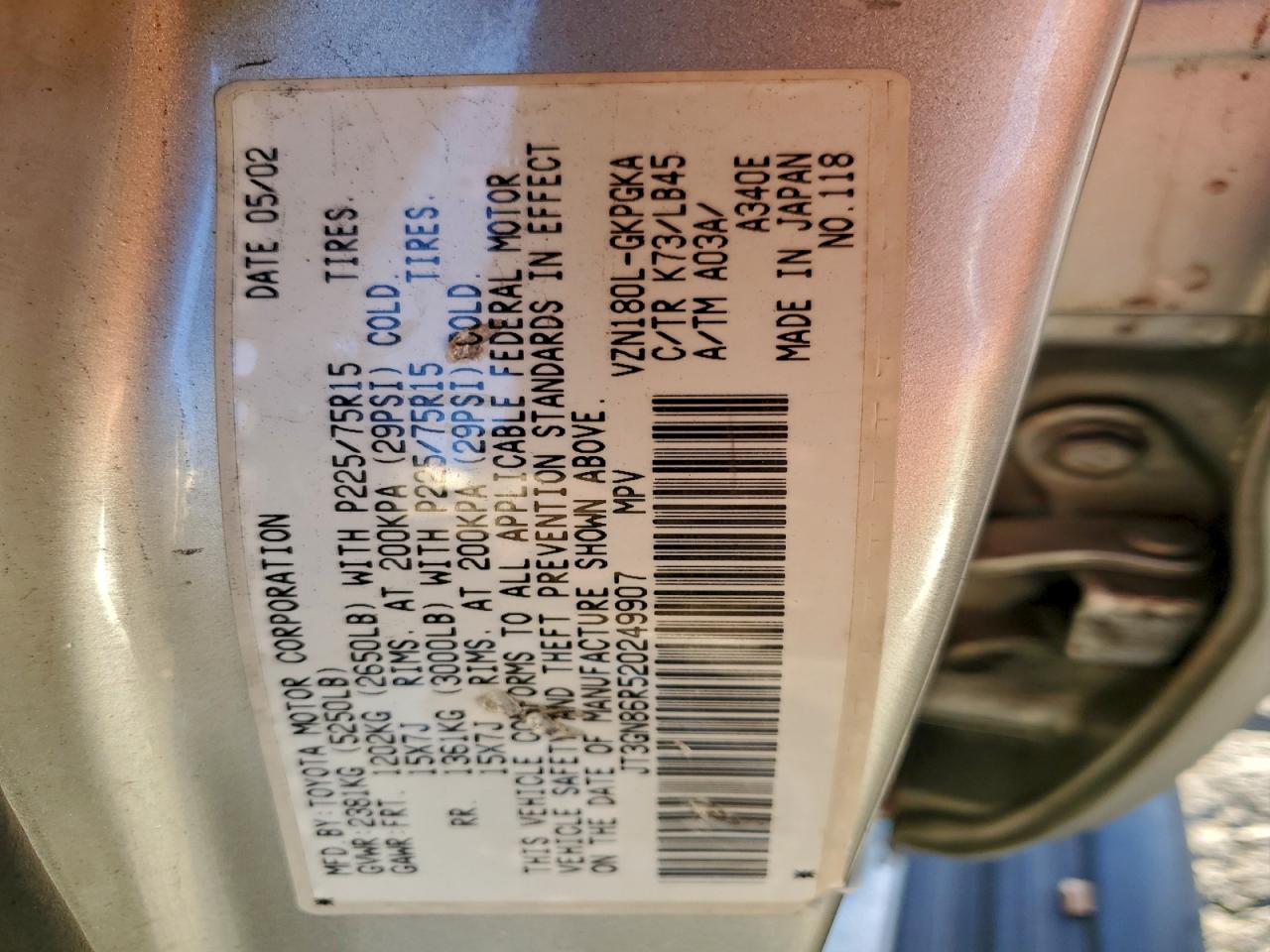 2002 TOYOTA 4RUNNER SR5 photo 25