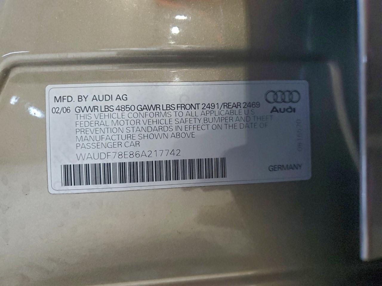 2006 AUDI A4 2.0T QUATTRO photo 12