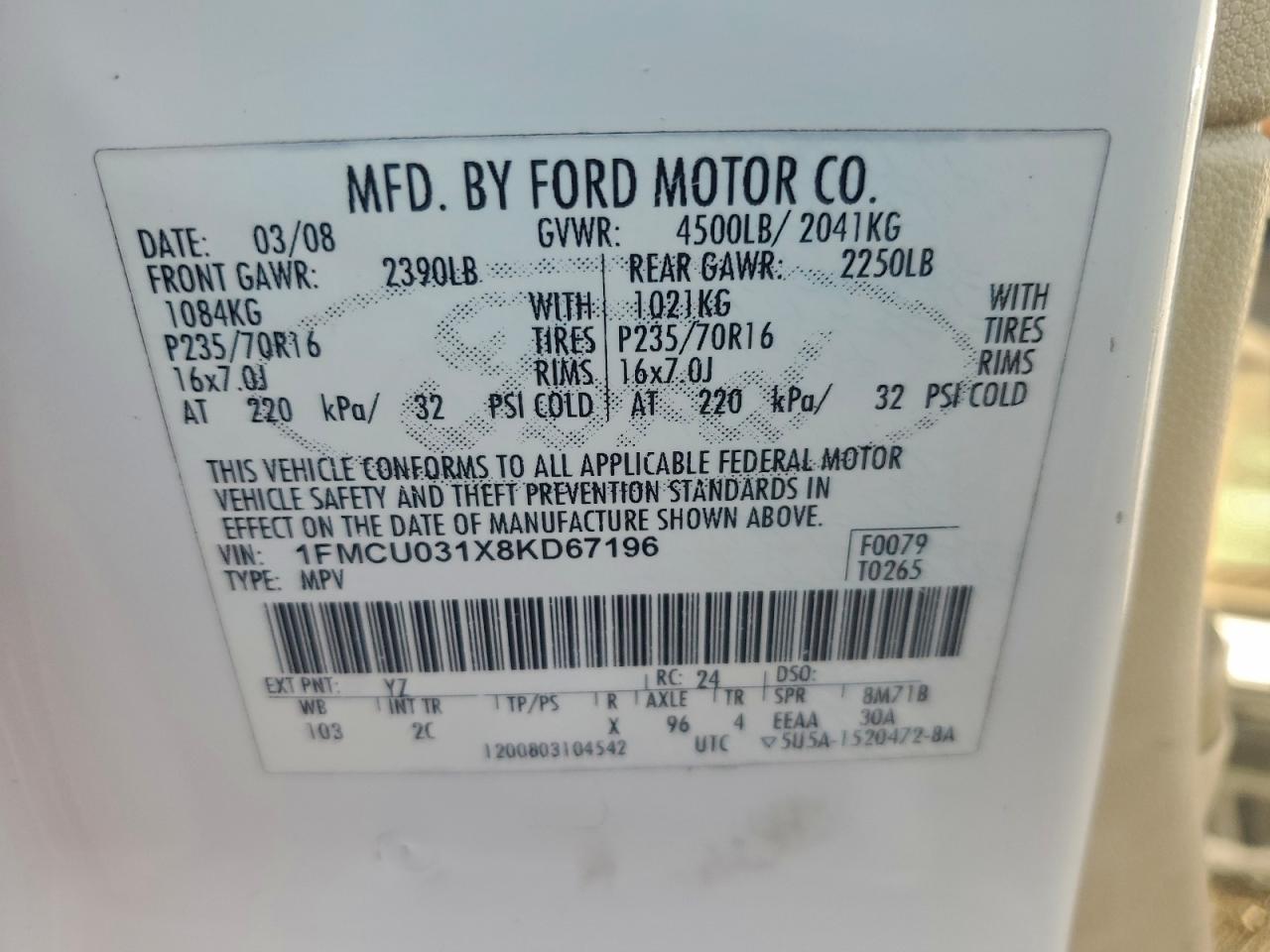 2008 FORD ESCAPE XLT photo 12
