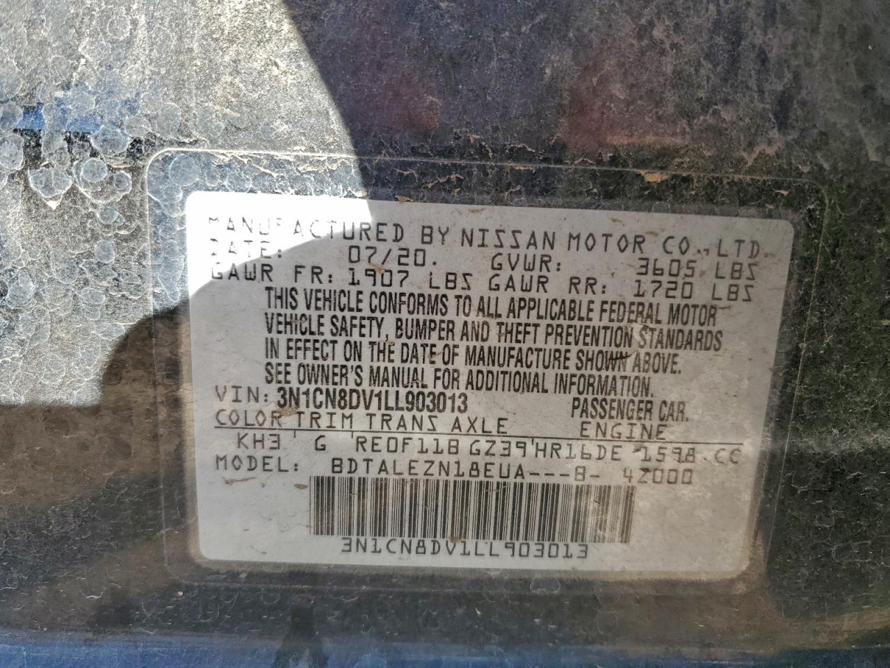 2020 NISSAN VERSA S photo 12