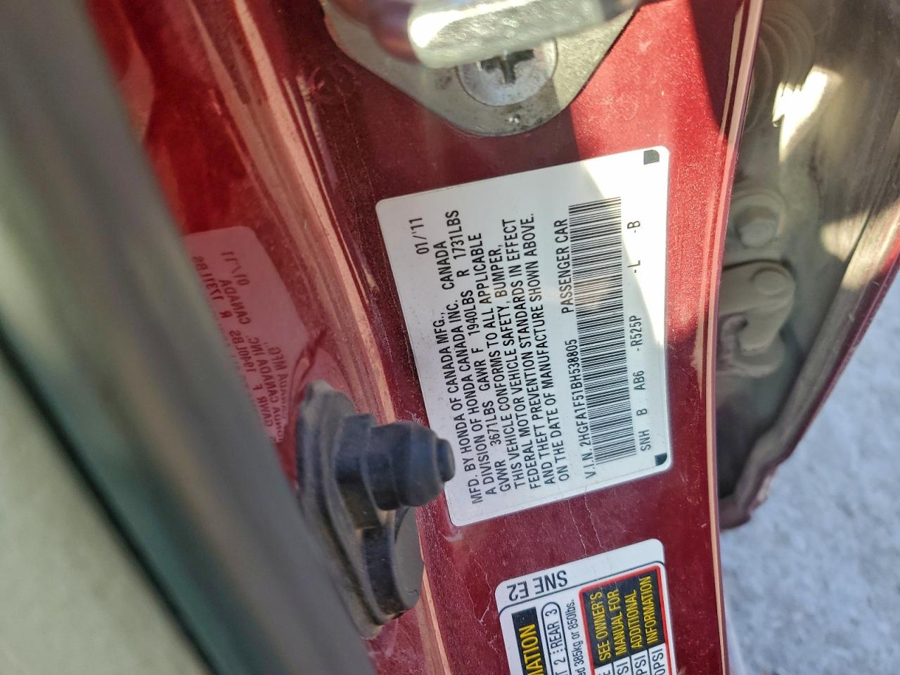2011 HONDA CIVIC LX photo 12