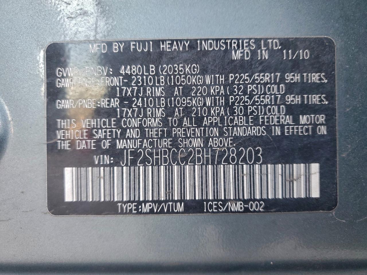 2011 SUBARU FORESTER 2.5X PREMIUM photo 13