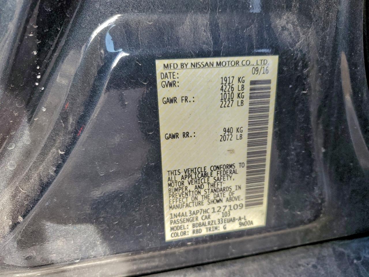 2017 NISSAN ALTIMA 2.5 photo 12