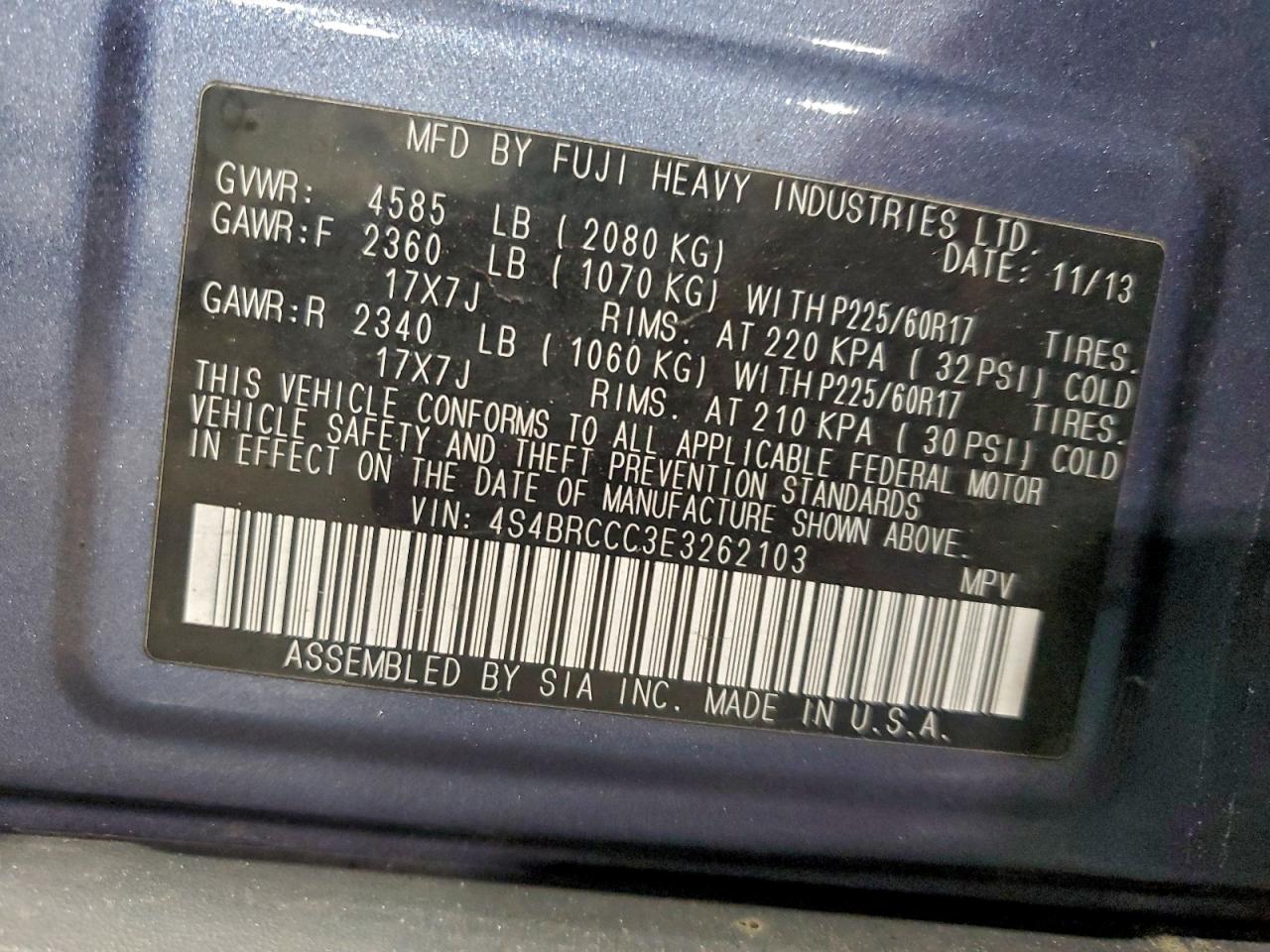 2014 SUBARU OUTBACK 2.5I PREMIUM photo 13