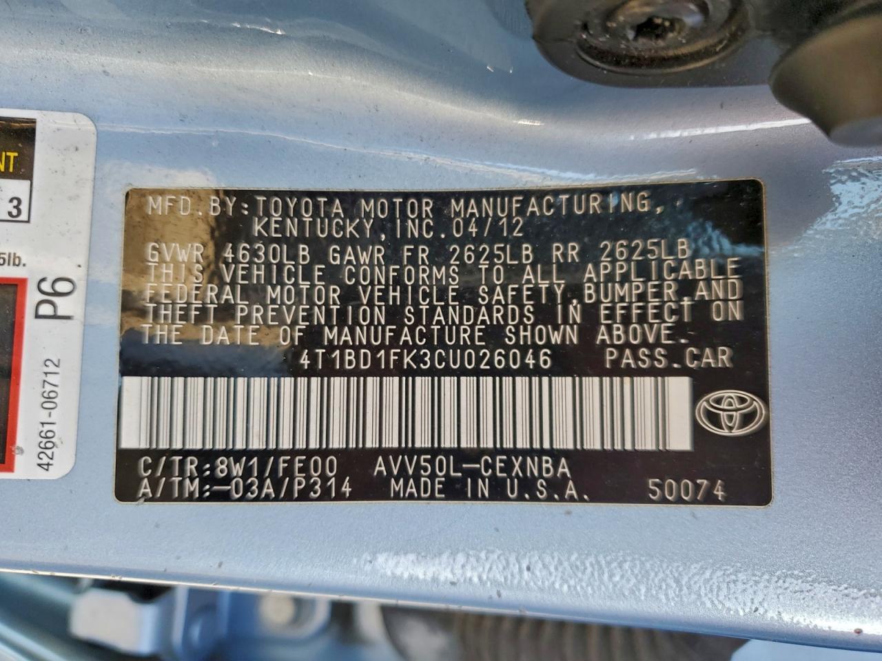 2012 TOYOTA CAMRY HYBRID photo 12
