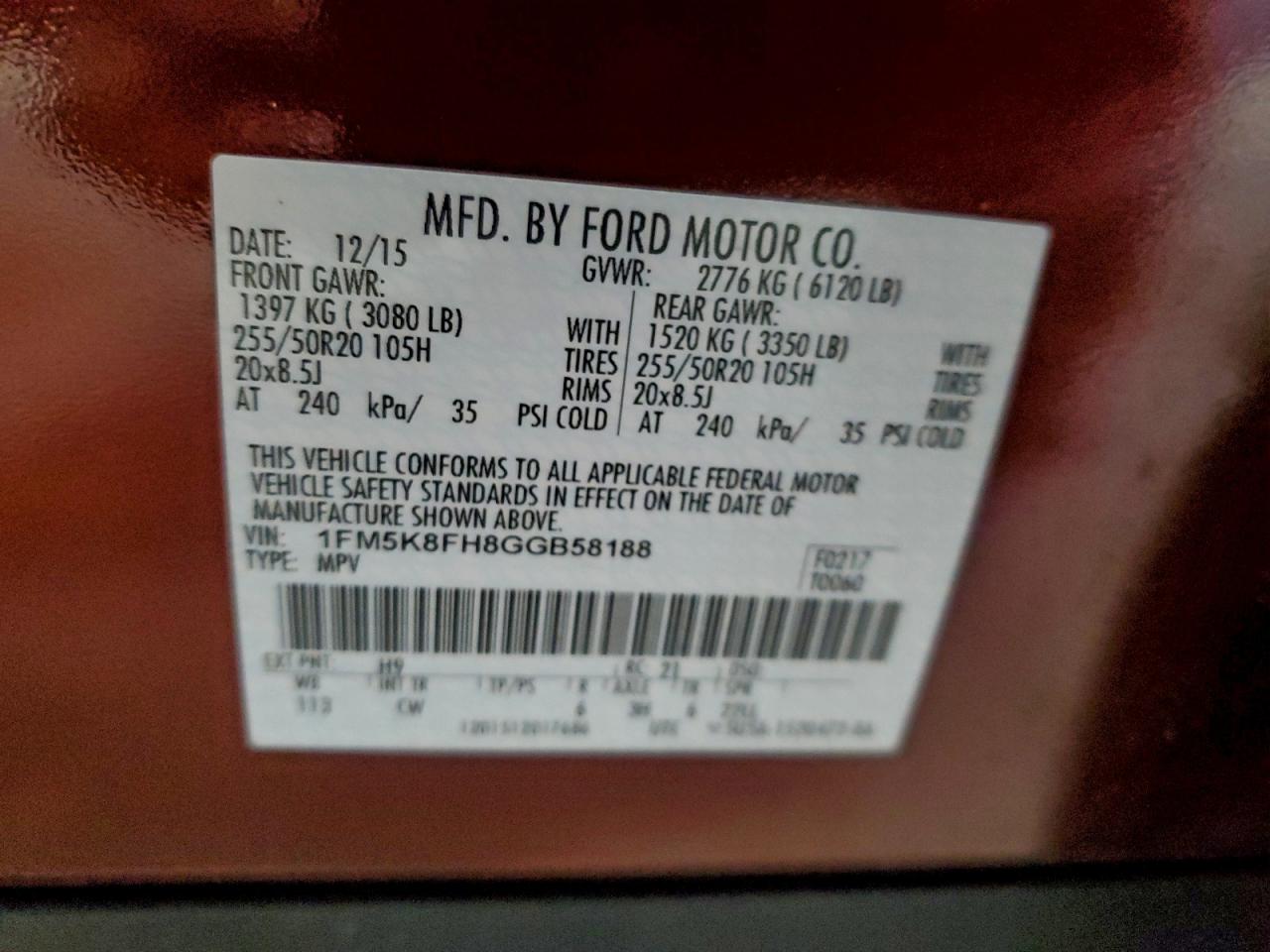 2016 FORD EXPLORER LIMITED photo 13