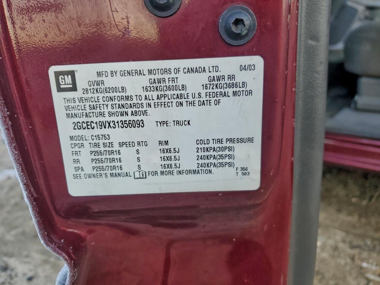 2003 CHEVROLET SILVERADO C1500 photo 12