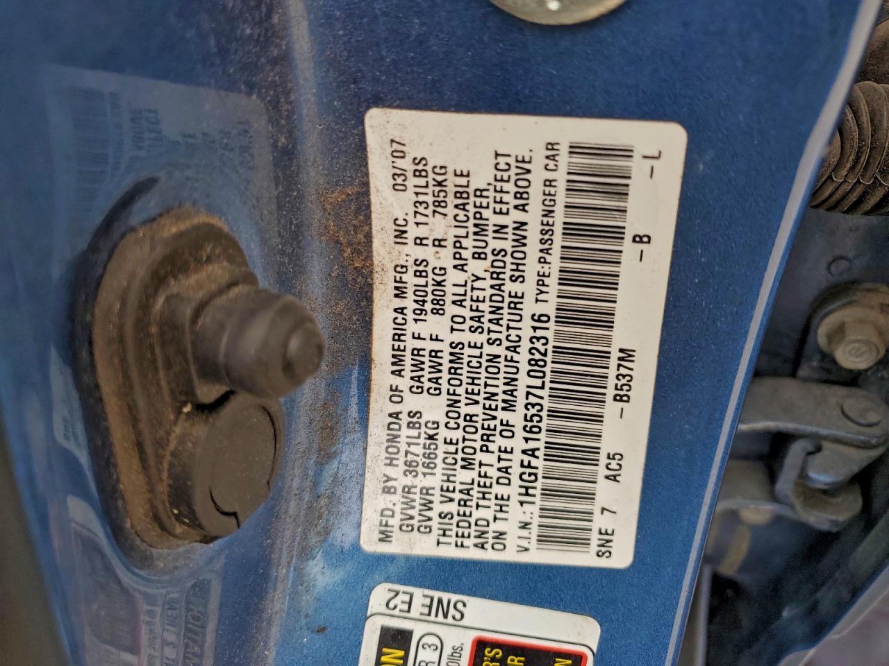 2007 HONDA CIVIC LX photo 12