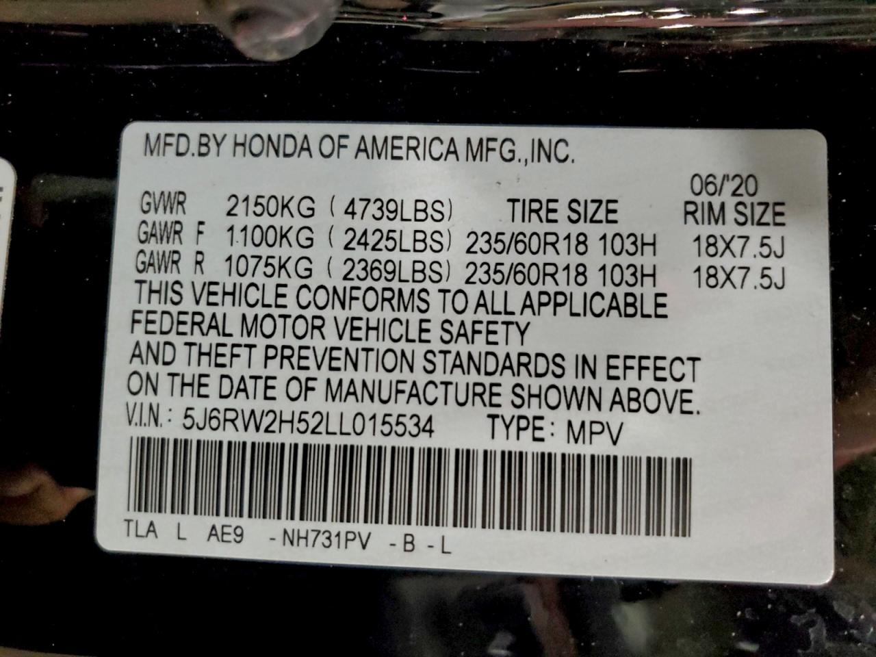 2020 HONDA CR-V EX photo 14