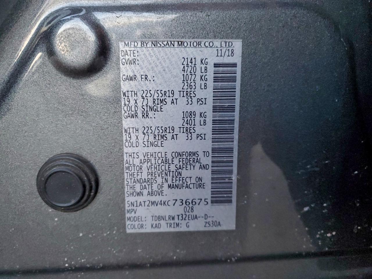 2019 NISSAN ROGUE S photo 37