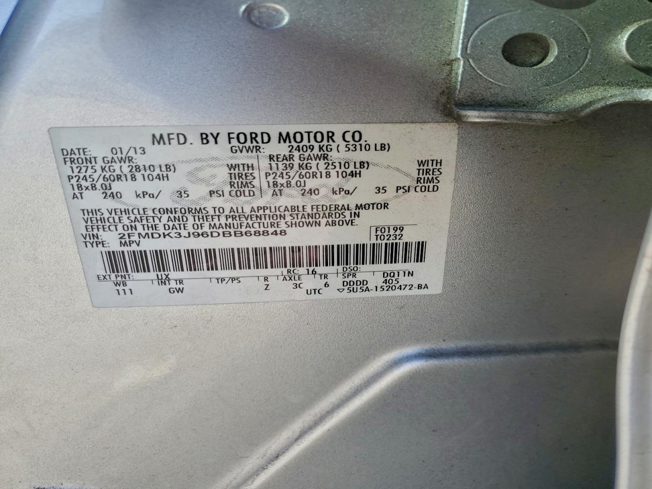 2013 FORD EDGE SEL photo 12