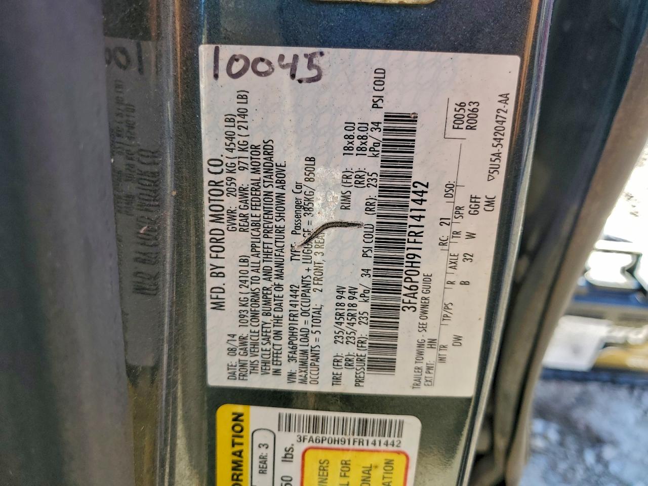 2015 FORD FUSION SE photo 12