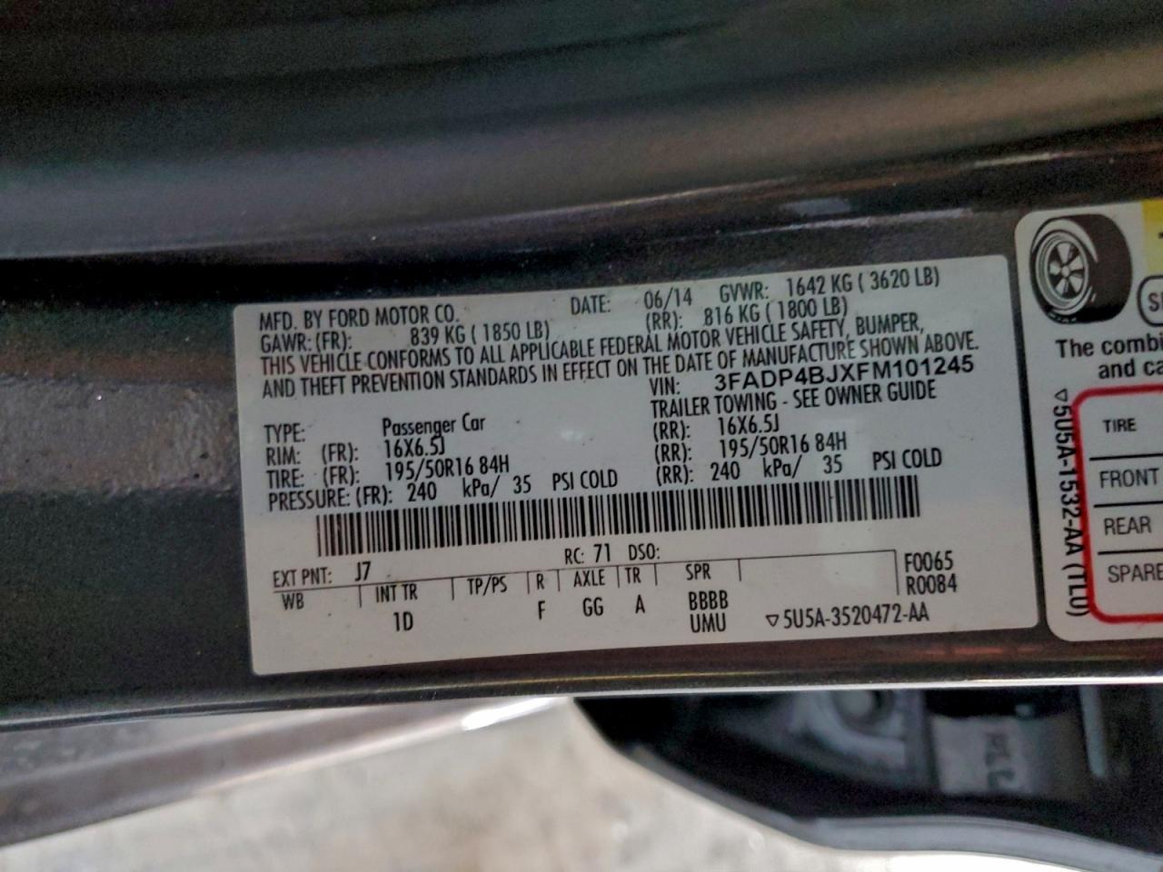 2015 FORD FIESTA SE photo 12