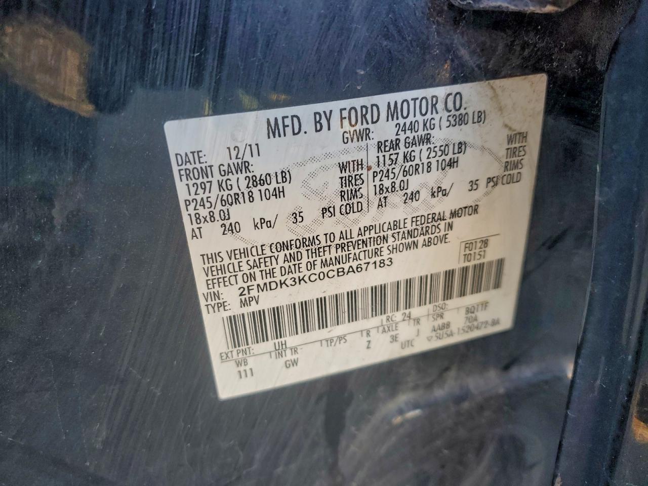 2012 FORD EDGE LIMITED photo 13