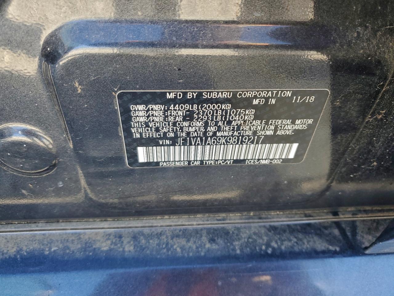 2019 SUBARU WRX photo 13
