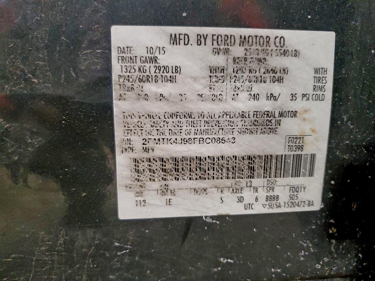 2015 FORD EDGE SEL photo 12