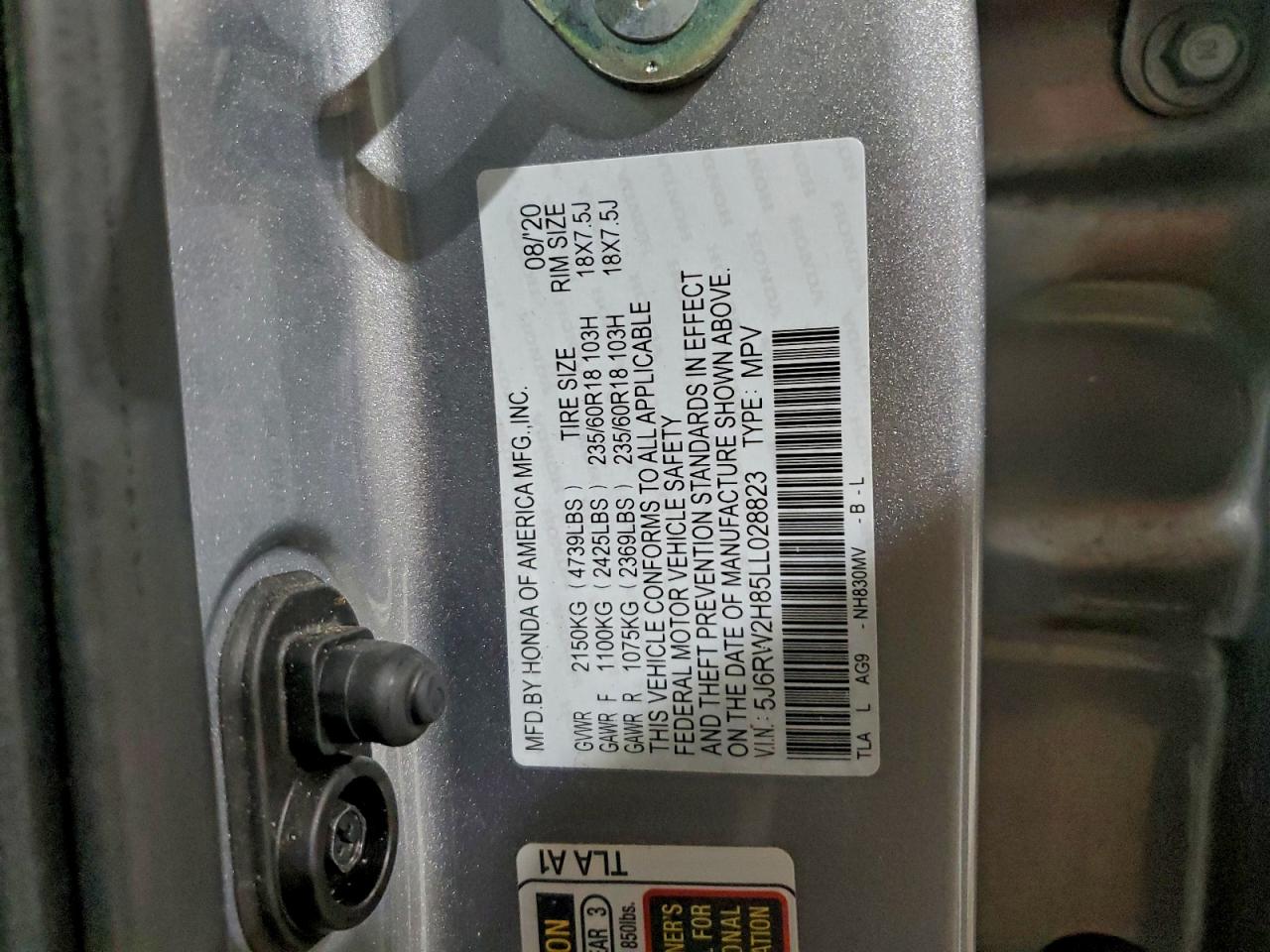2020 HONDA CR-V EXL photo 13