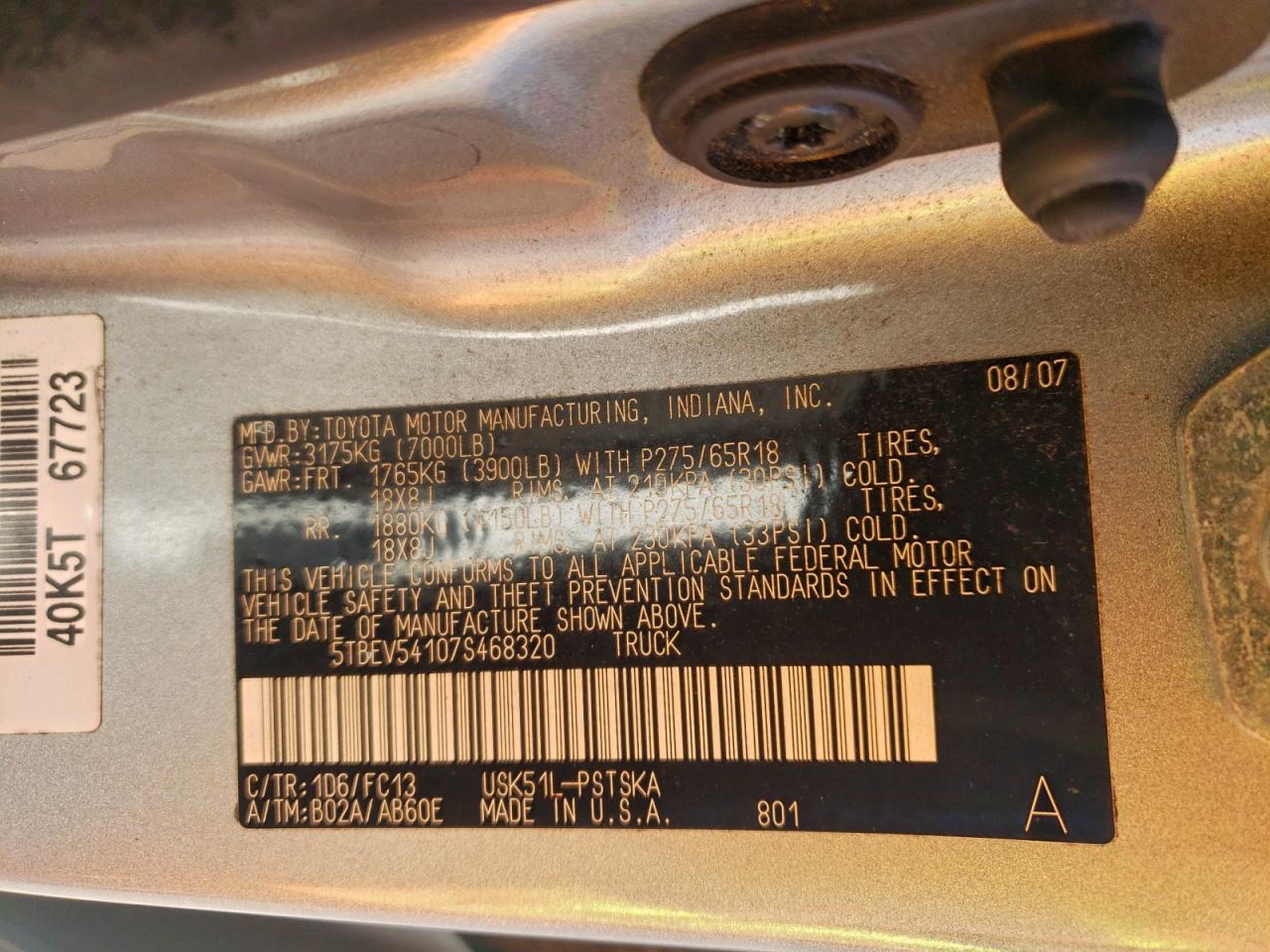 2007 TOYOTA TUNDRA CREWMAX SR5 photo 12
