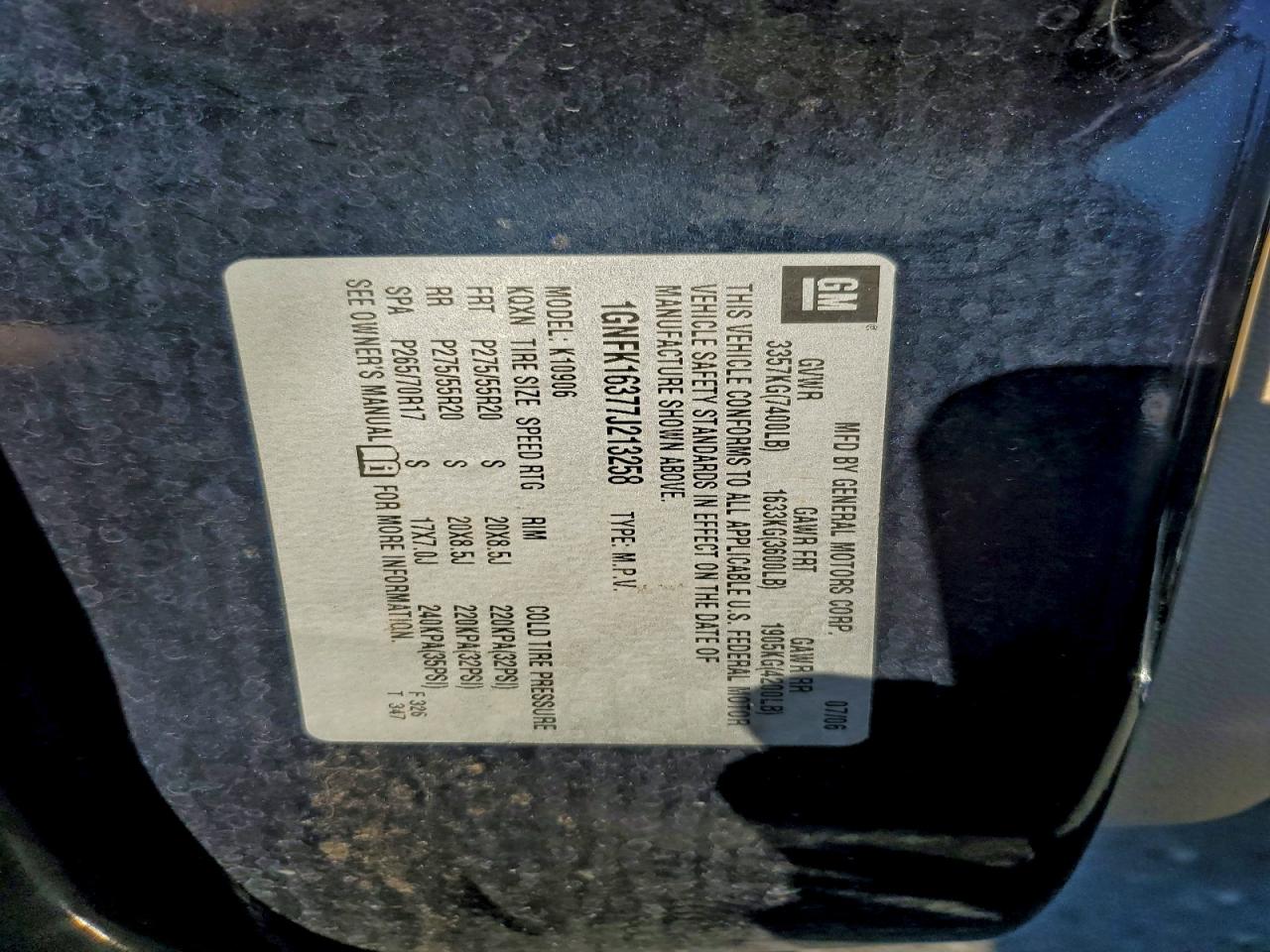 2007 CHEVROLET SUBURBAN K1500 photo 13