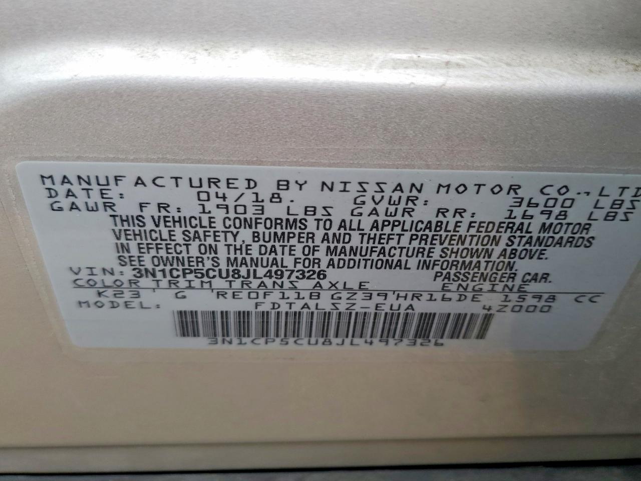 2018 NISSAN KICKS S photo 13