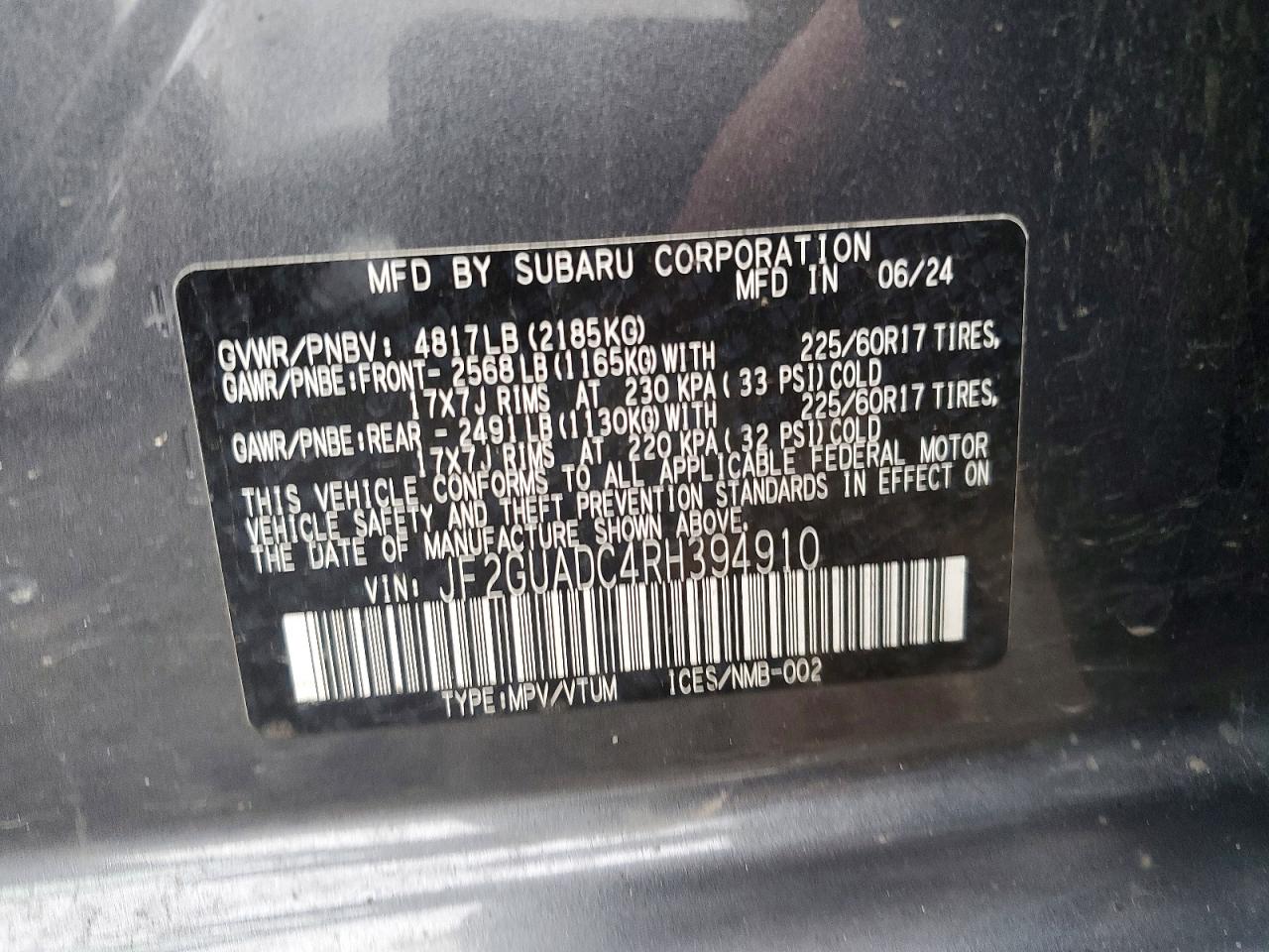 2024 SUBARU CROSSTREK PREMIUM photo 14