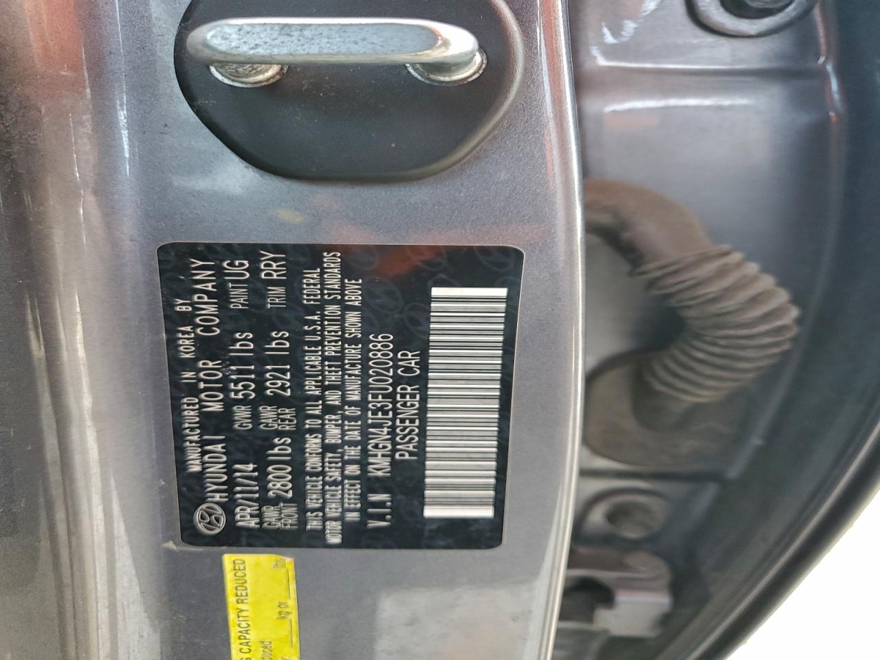 2015 HYUNDAI GENESIS 3.8L photo 12