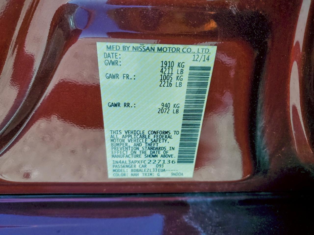 2015 NISSAN ALTIMA 2.5 photo 23