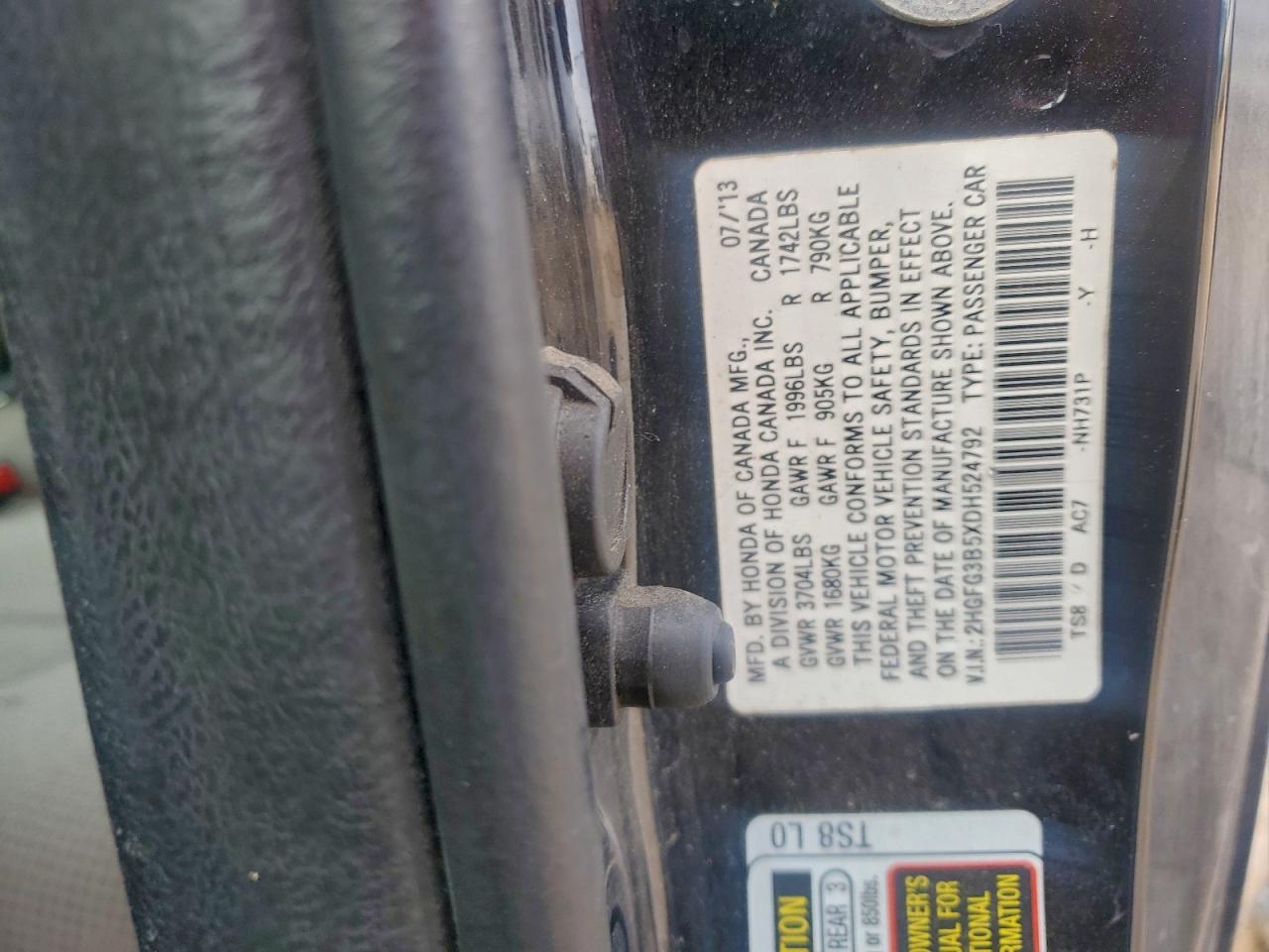 2013 HONDA CIVIC LX photo 12