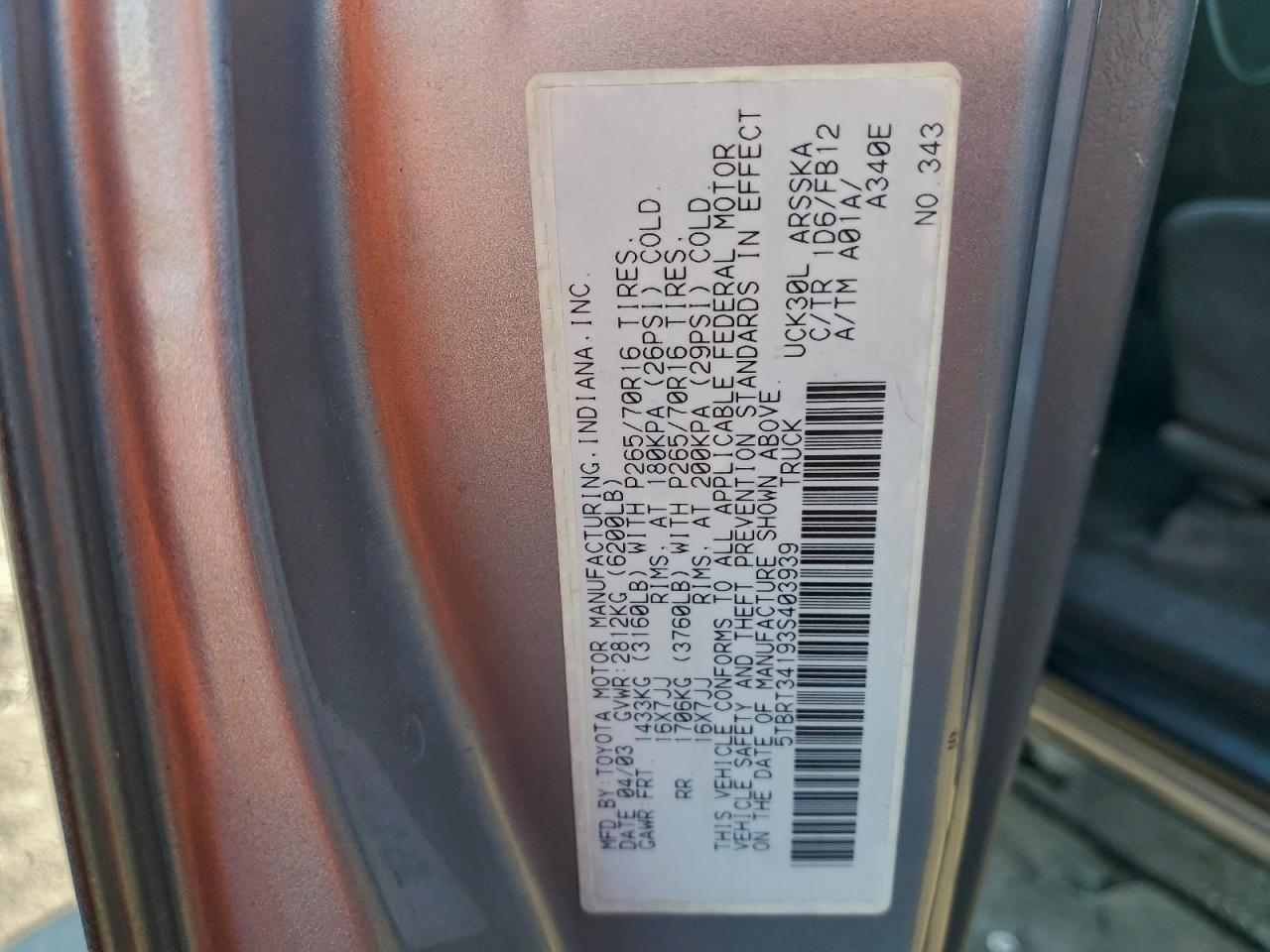 2003 TOYOTA TUNDRA ACCESS CAB SR5 photo 12