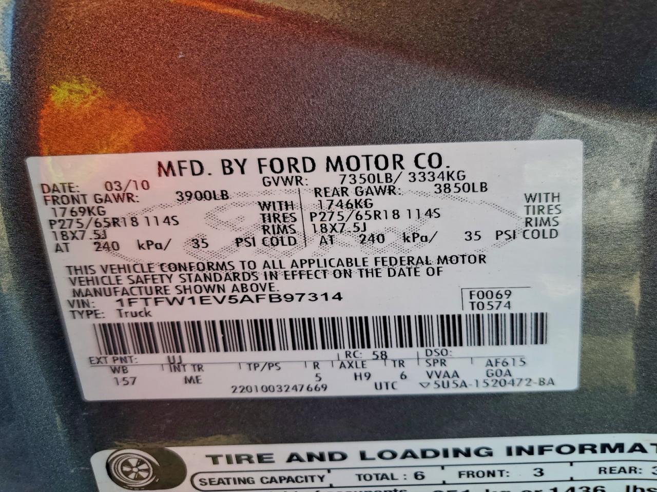 2010 FORD F150 SUPERCREW photo 12