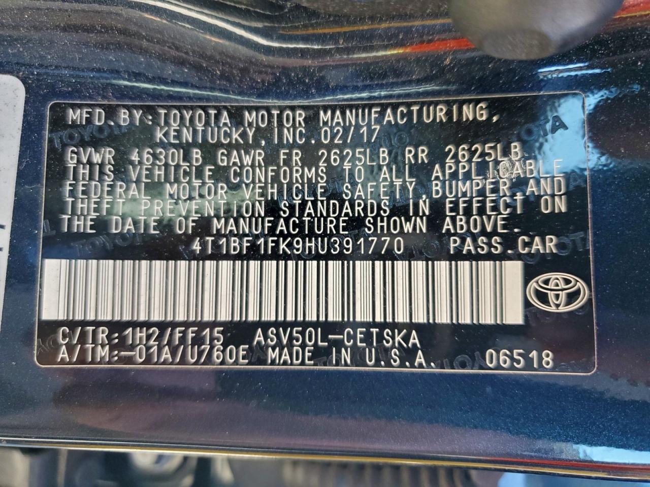 2017 TOYOTA CAMRY LE photo 12