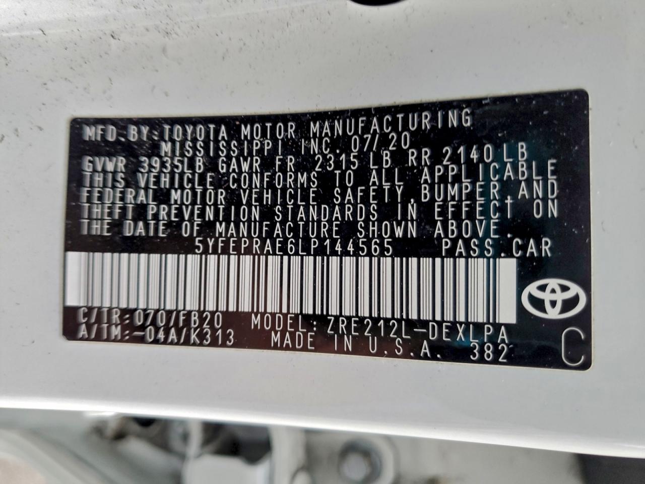 2020 TOYOTA COROLLA LE photo 13