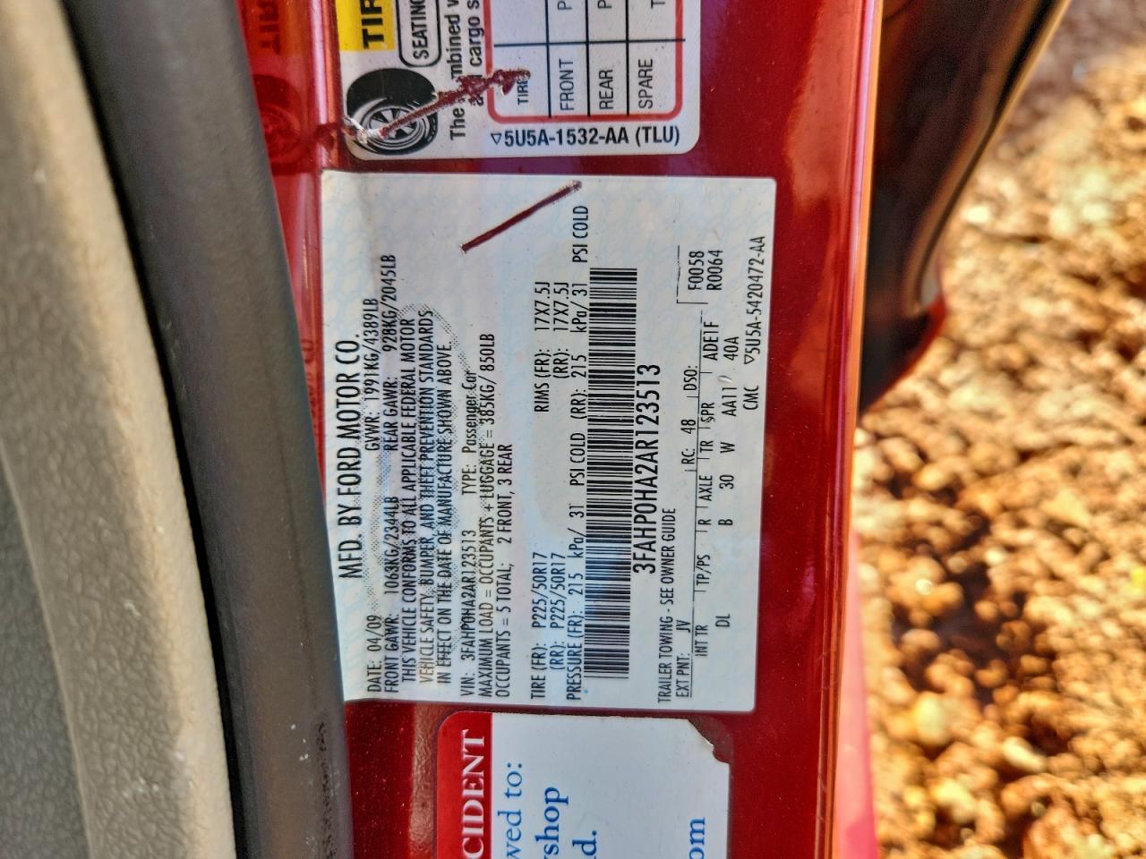 2010 FORD FUSION SE photo 13
