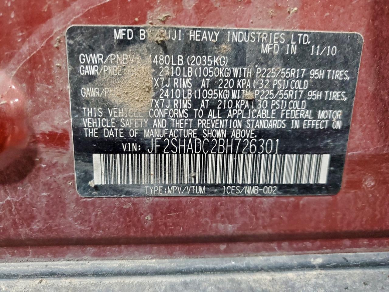 2011 SUBARU FORESTER 2.5X PREMIUM photo 13