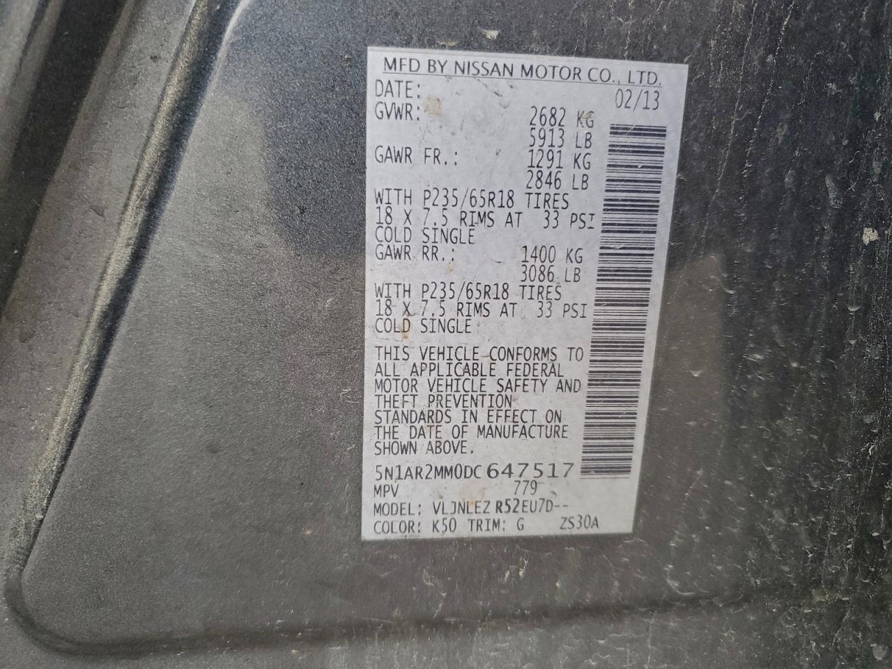 2013 NISSAN PATHFINDER S photo 13