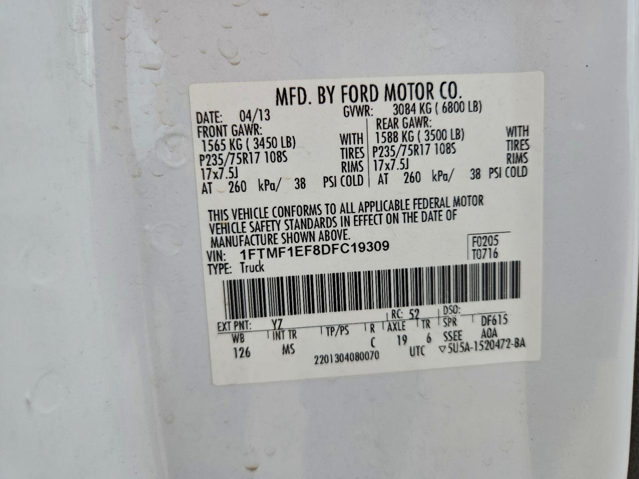 2013 FORD F150 photo 12