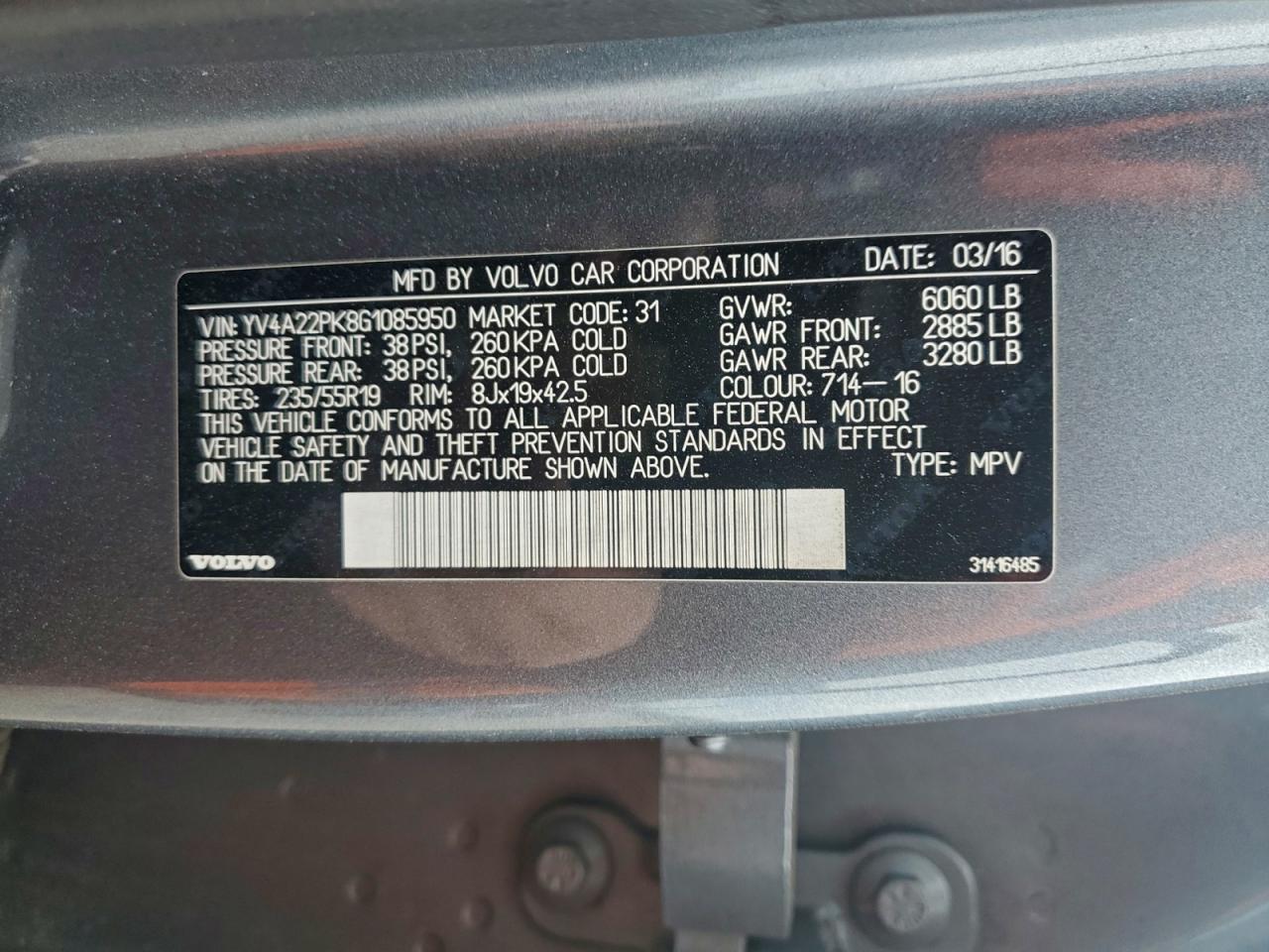 2016 VOLVO XC90 T6 photo 13