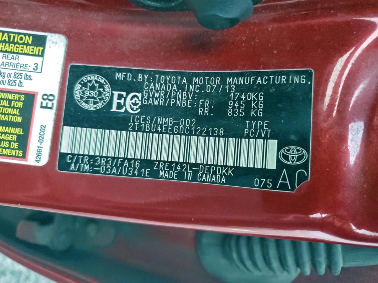 2013 TOYOTA COROLLA BASE photo 12