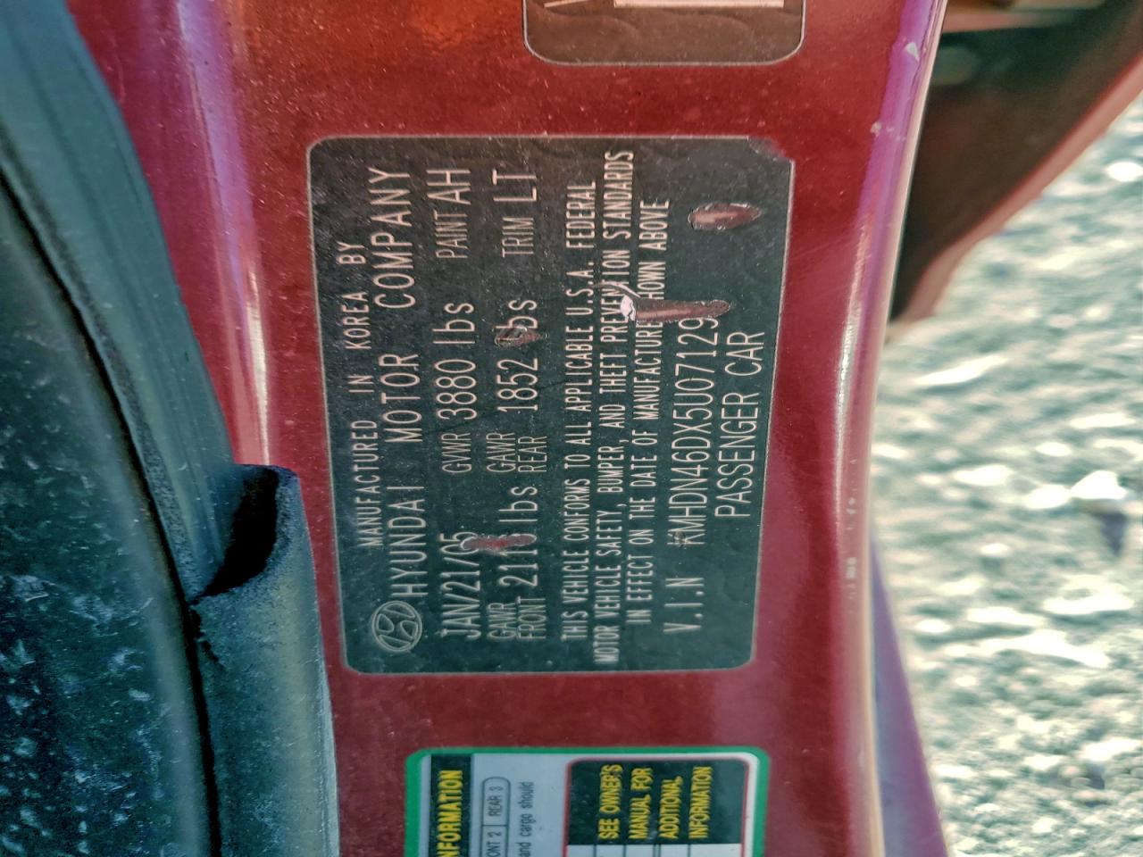 2005 HYUNDAI ELANTRA GLS photo 13