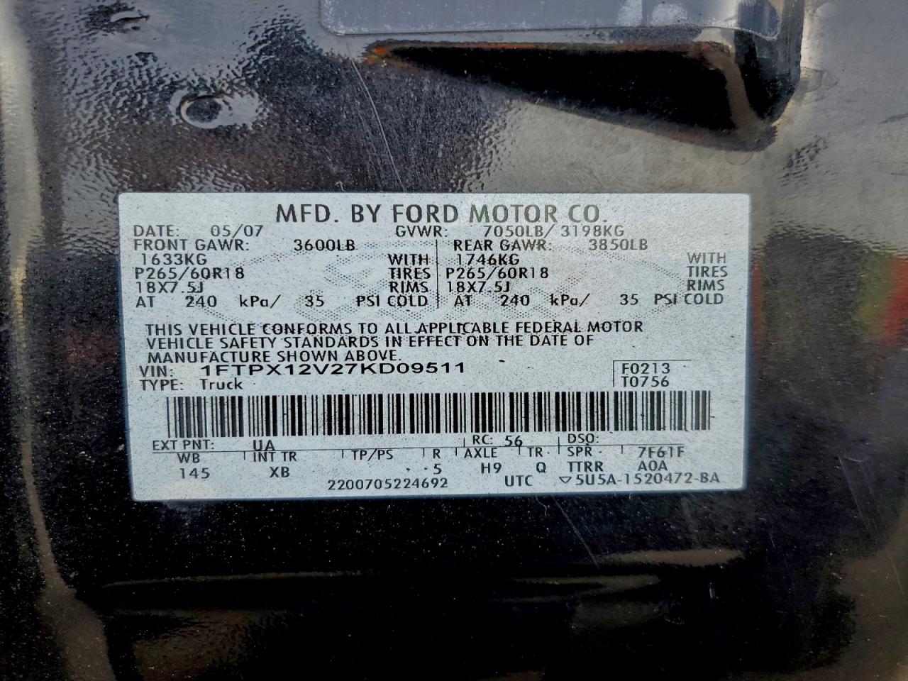 2007 FORD F150 photo 12