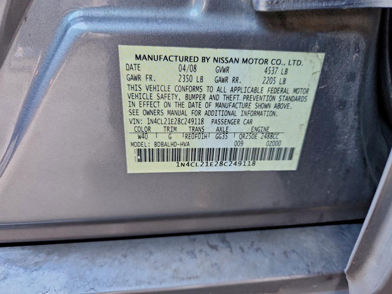 2008 NISSAN ALTIMA HYBRID photo 12