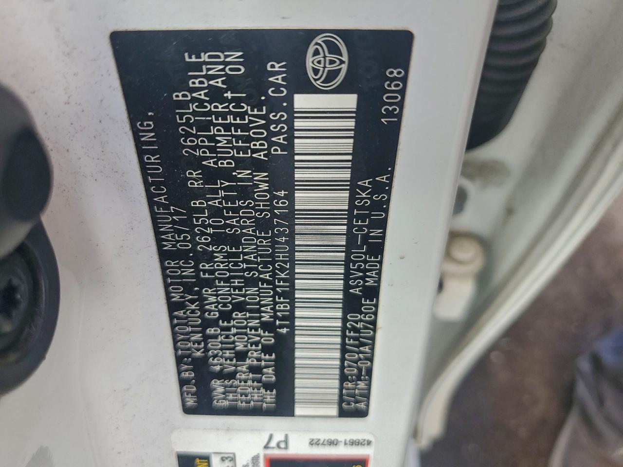 2017 TOYOTA CAMRY LE photo 12