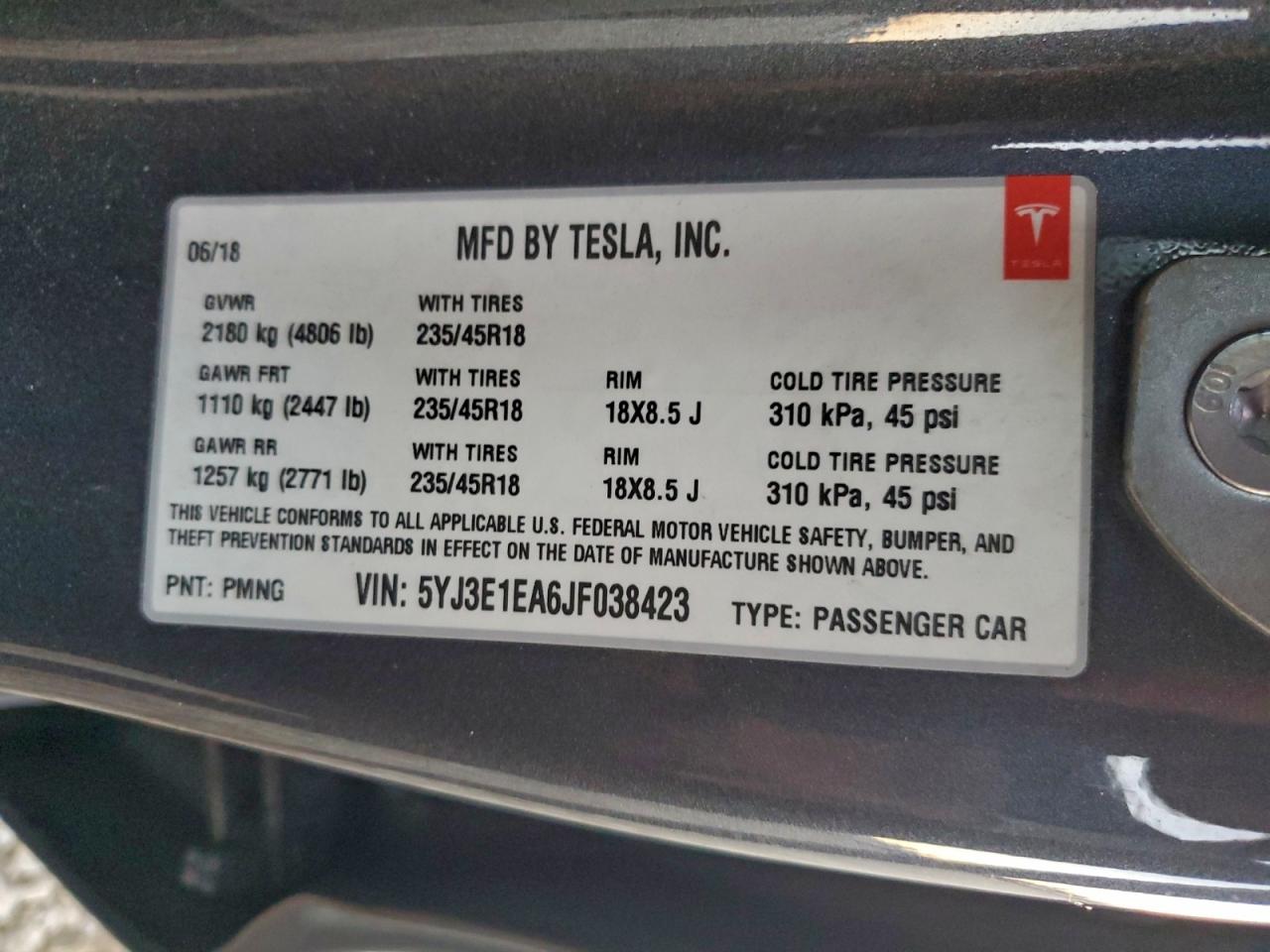 2018 TESLA MODEL 3 photo 12