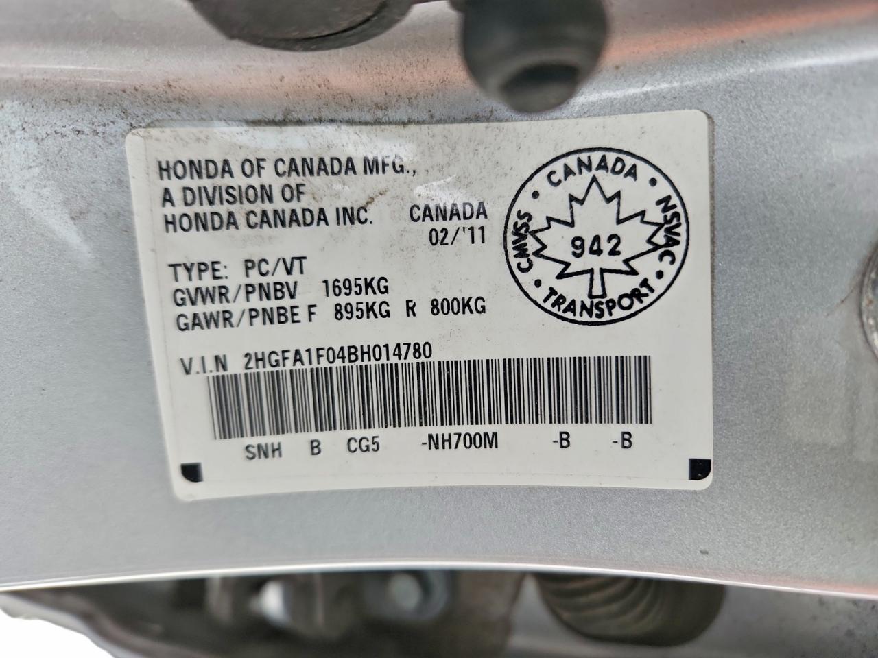 2011 HONDA CIVIC EXL photo 12